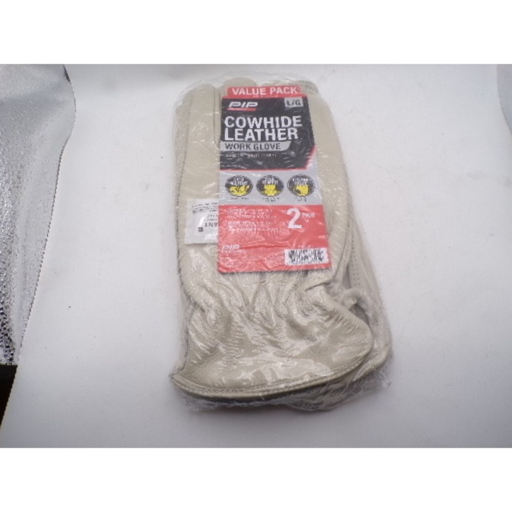 PIP Cowhide Leather Work Gloves 2 Pair Value Pack Tan Large 68-161T/L Keystone